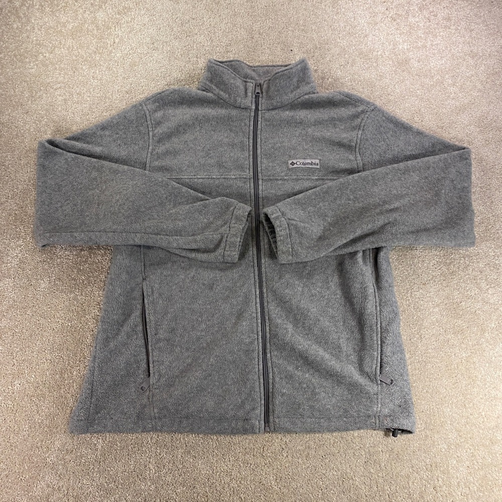 Columbia Fleece Jacket Womens Medium Gray Full Zip Mock Neck Outdoor Layer